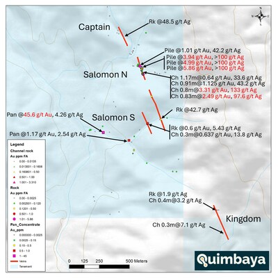 Figure 1. Tahami North veins system confirmation for rock sampling program during 2024. (CNW Group/Quimbaya Gold Inc.) Figure 1. Tahami North veins system confirmation for rock sampling program during 2024. (CNW Group/Quimbaya Gold Inc.)
